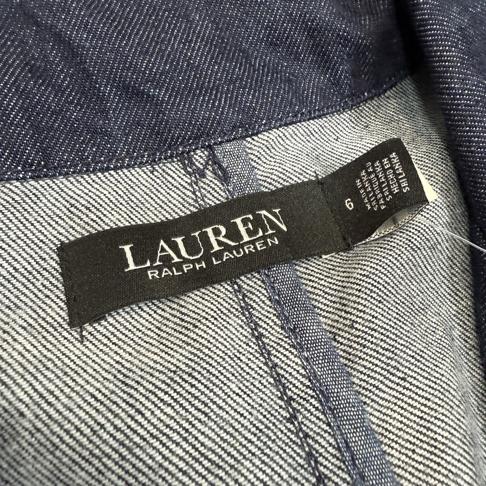 Ralph Lauren Women's Denim Blazer Crest Embossed Metal Buttons Blue‎ Size 6 NEW - Picture 4 of 9